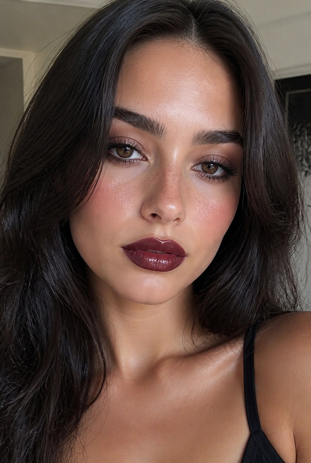 A woman with defined facial bone structure