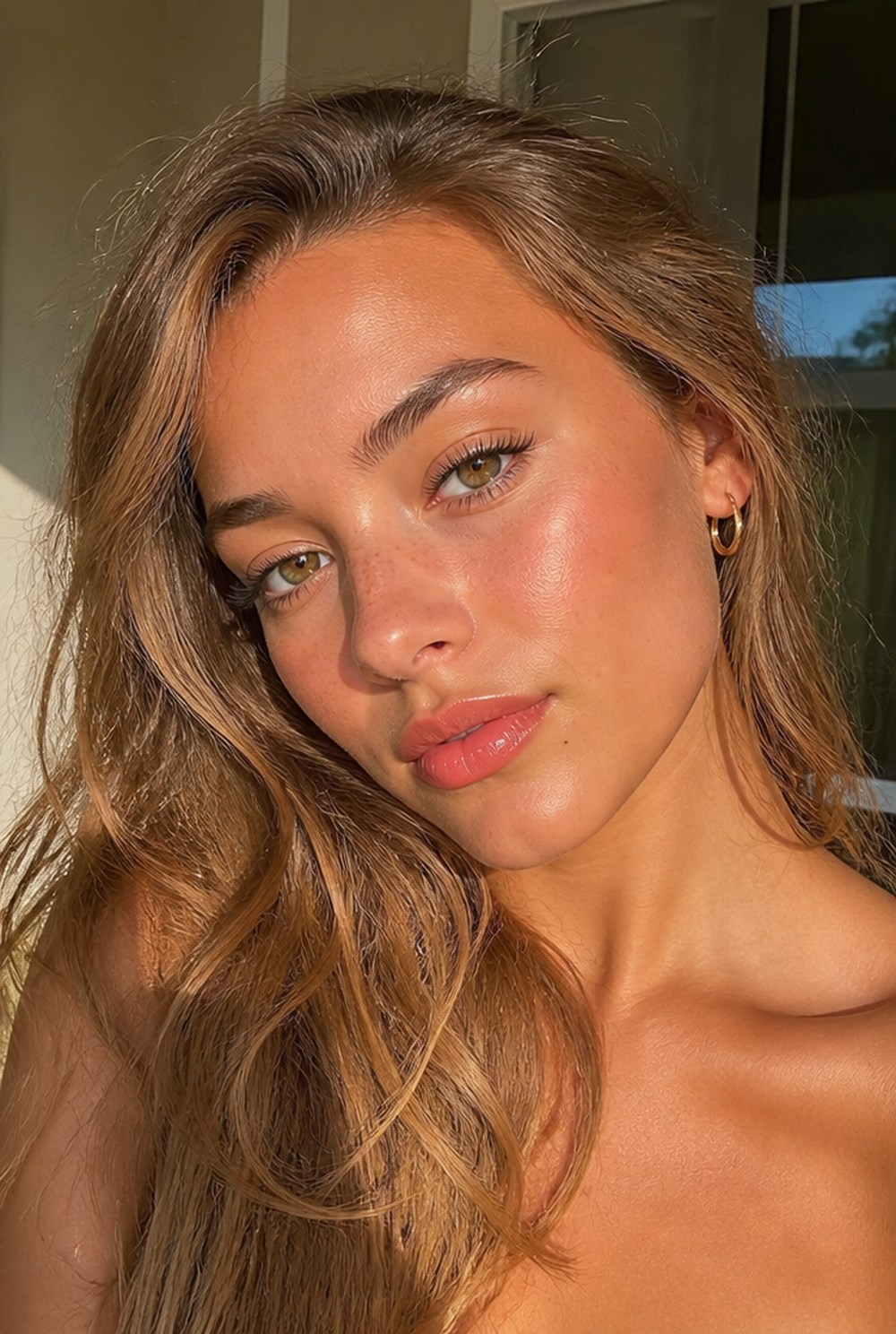 A woman with warm, light spring coloring