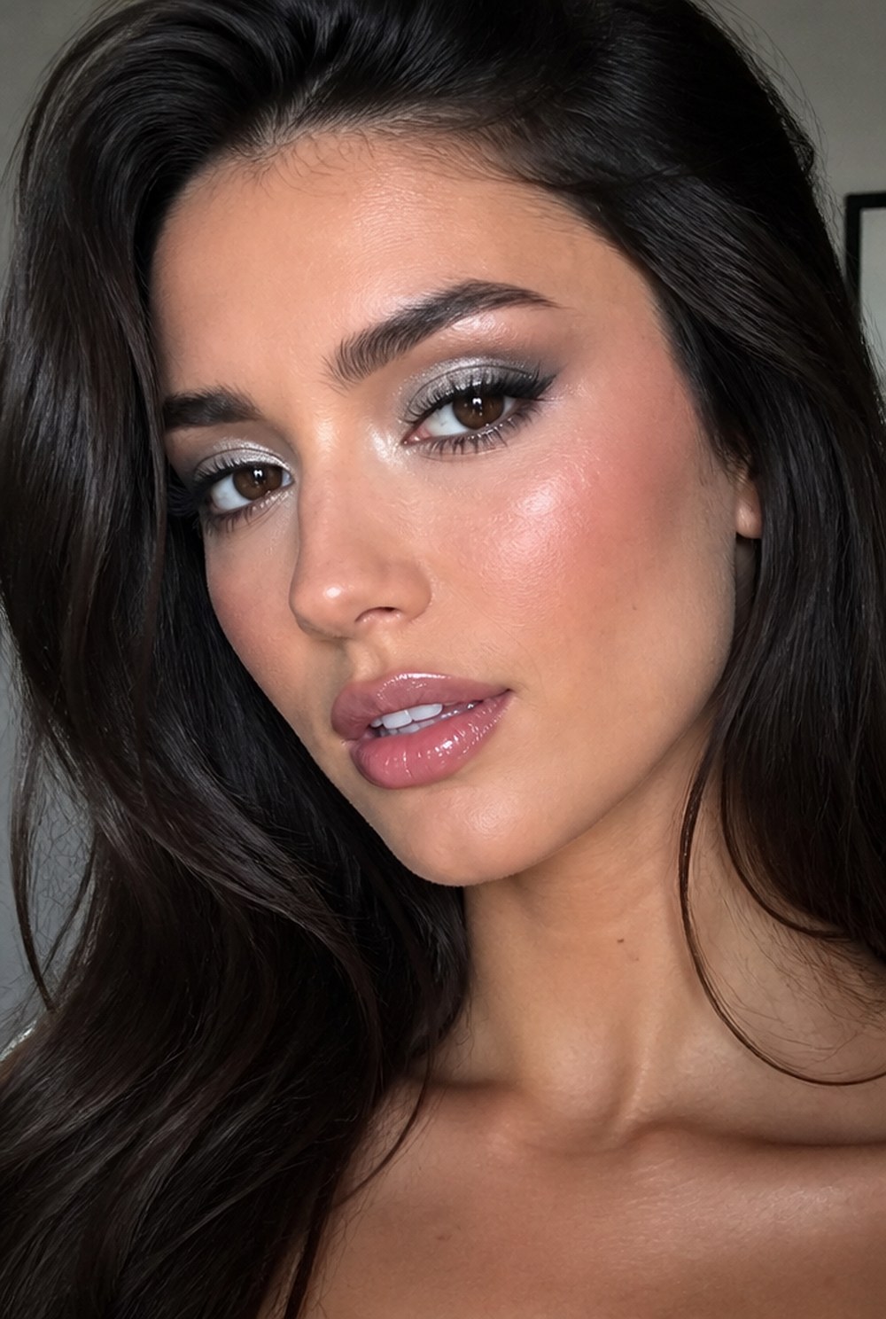 A woman with defined facial features