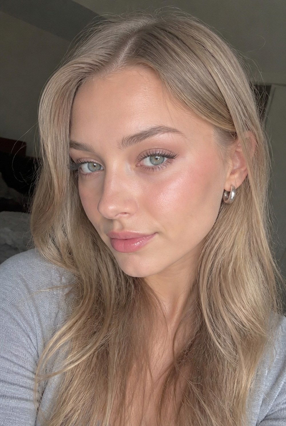 A woman with a soft, dewy makeup look