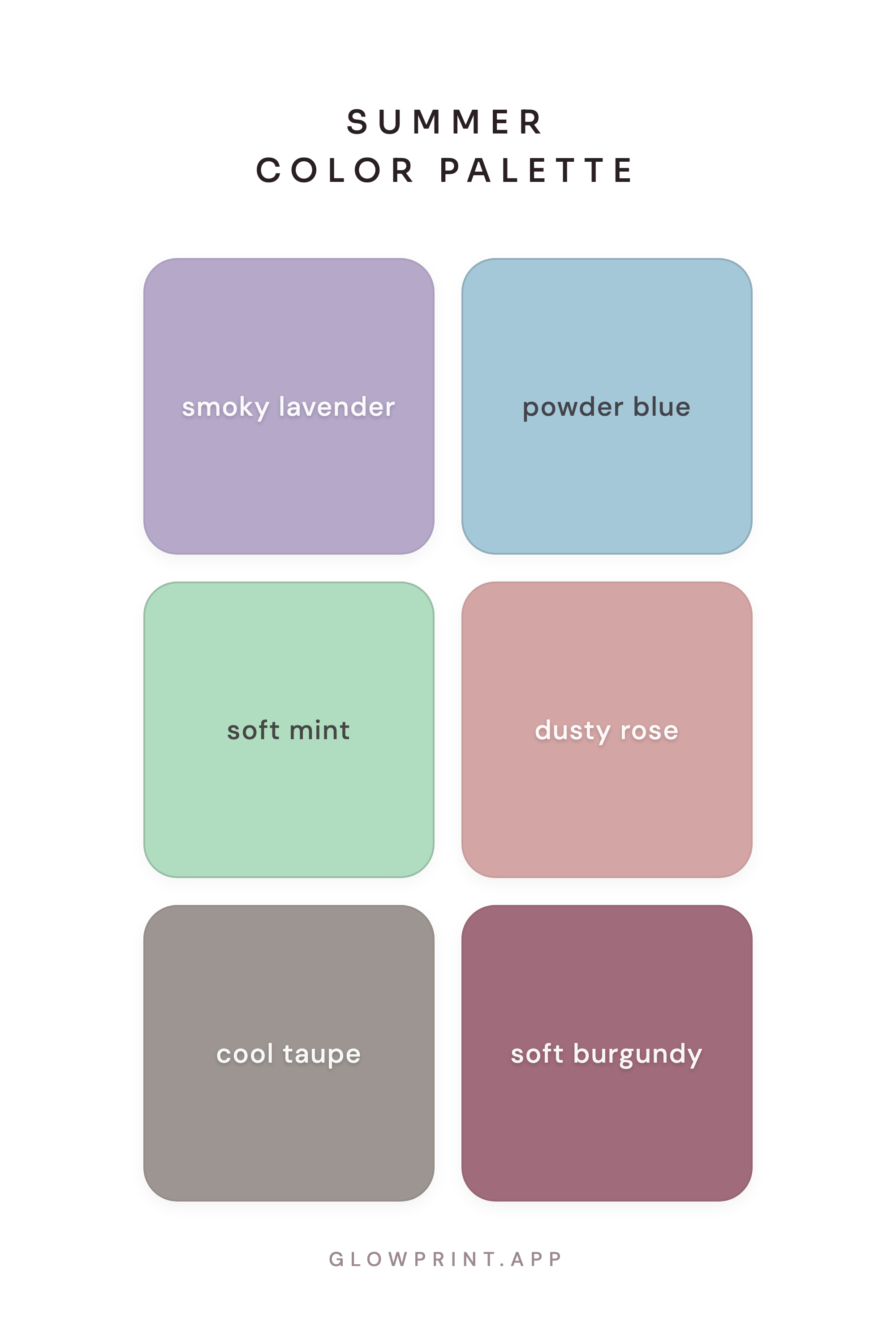 Summer color season palette