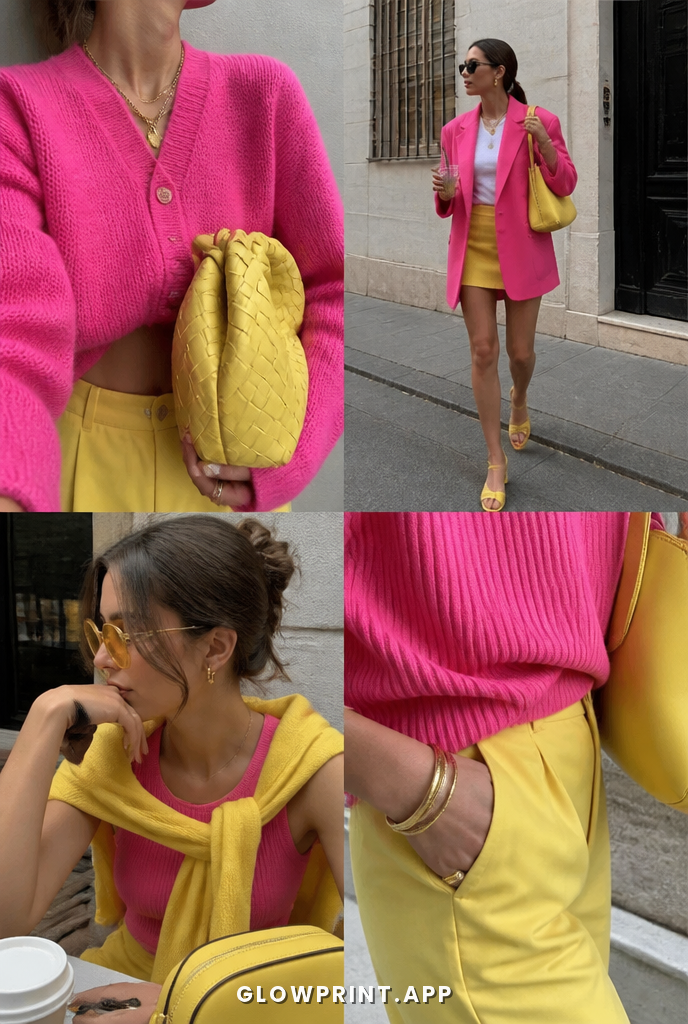 Bright Spring outfit in Pink + Soft Yellow