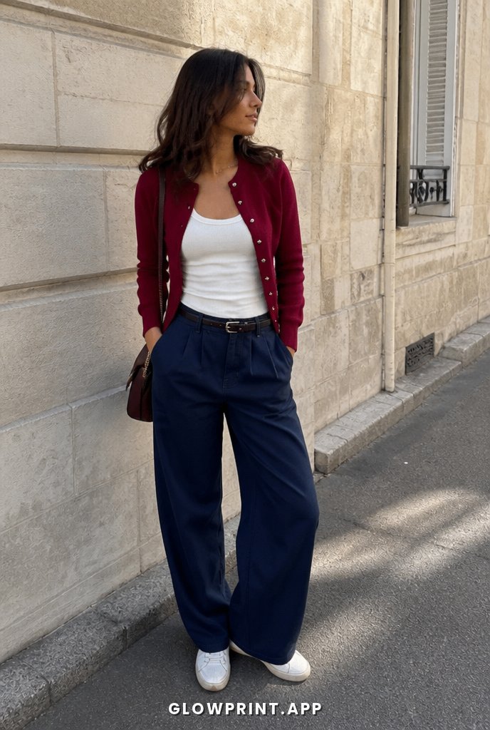 Deep Winter color palette outfit example