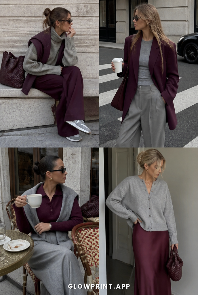Deep Winter outfit in Deep Pink + Soft Gray