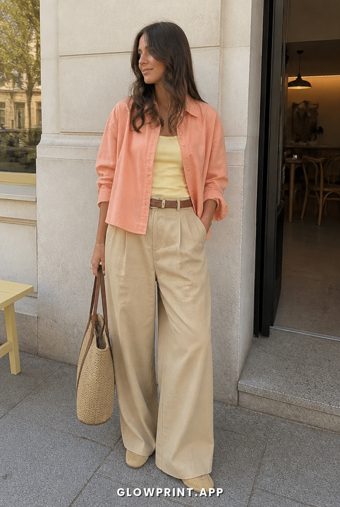 Light Spring outfit in Warm Orange + Warm Tan