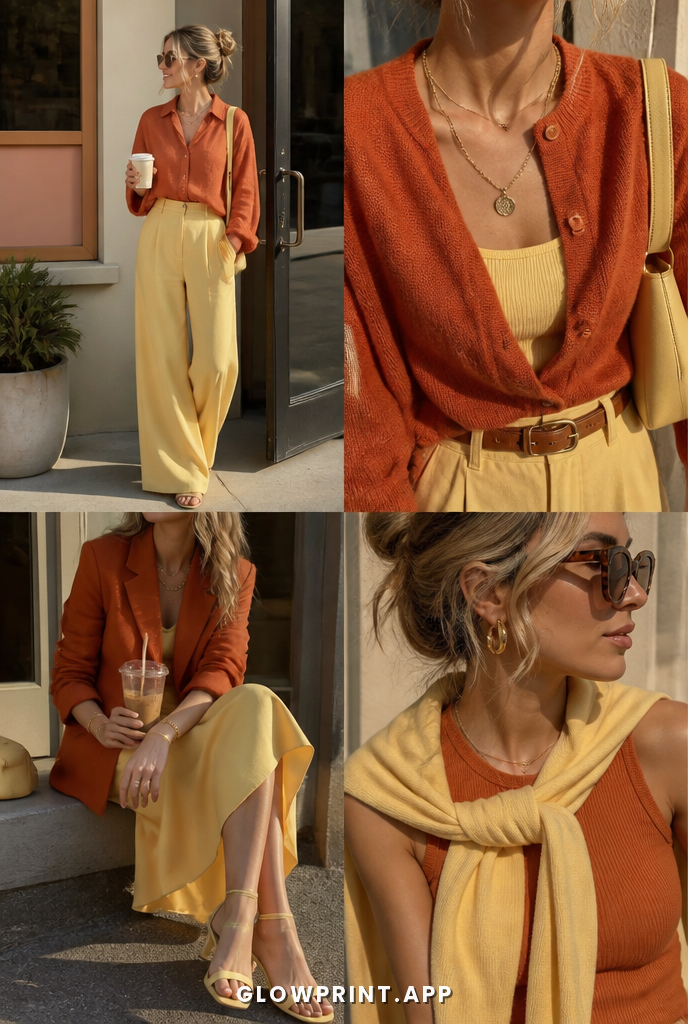 Soft Autumn outfit in Rust + Soft Yellow