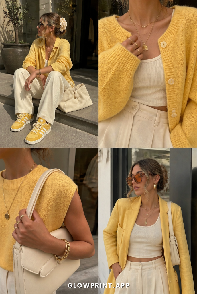 True Spring outfit in Soft Yellow + Pale Orange