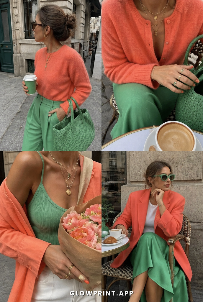True Spring outfit in Soft Red + Sage