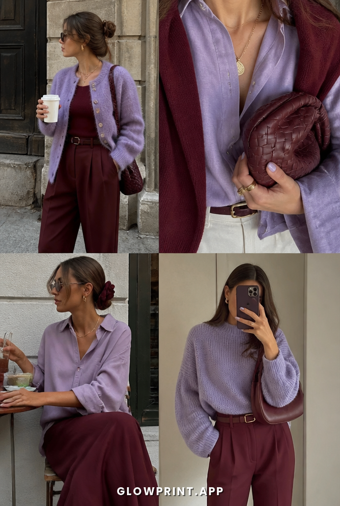 True Summer outfit in Soft Purple + Muted Red