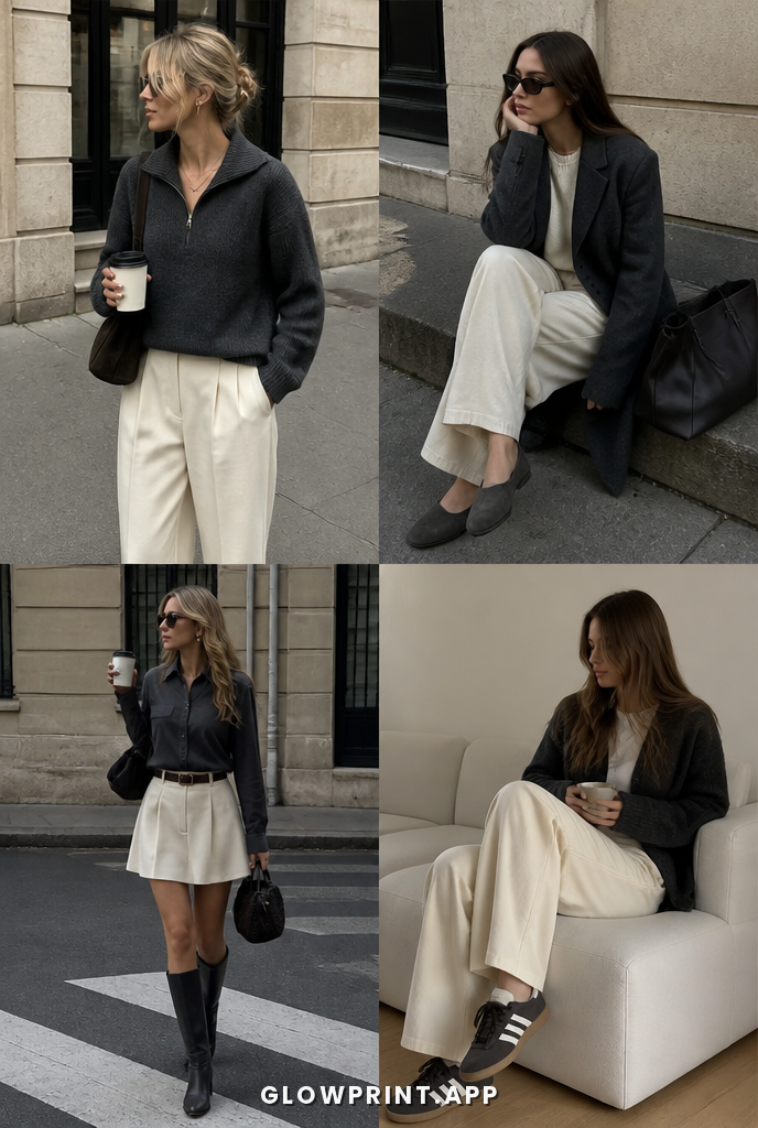 True Winter outfit in Charcoal + Pale Orange