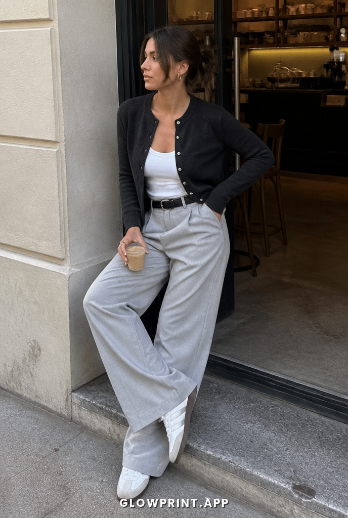 True Winter outfit in Black + Cream + Soft Gray